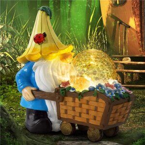 Garden Gnomes Outdoor Decorations Solar Statues,Garden Gnome Decor with LED